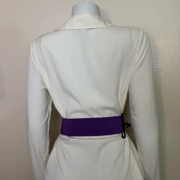 Purple statement satin double flower wide elastic waistband belt - Picture 5 of 9